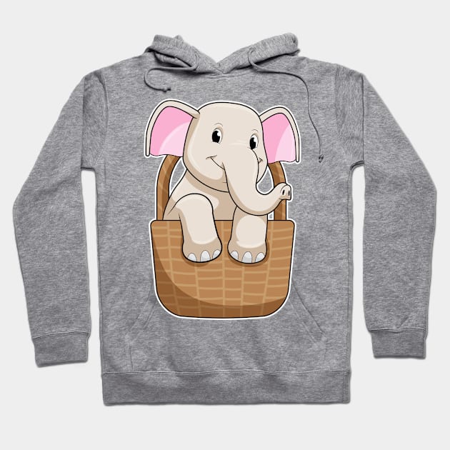 Elephant with Basket Hoodie by Markus Schnabel